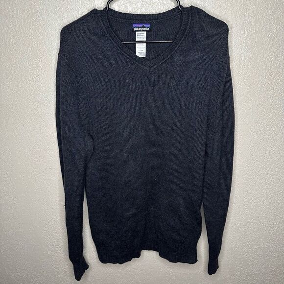 Patagonia Wool Pullover Knitted Sweater Size M V Neck - Picture 2 of 5